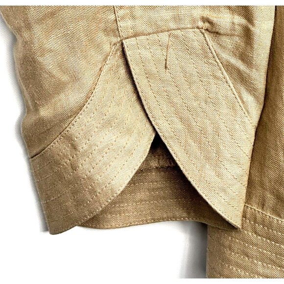 Lucy & Laurel Womens Shirt 100% Linen Button Up Top Collared Beige Size 3X - Picture 7 of 16